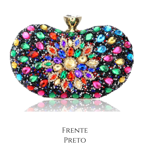 Bolsa Clutch Colorida com Pedrarias