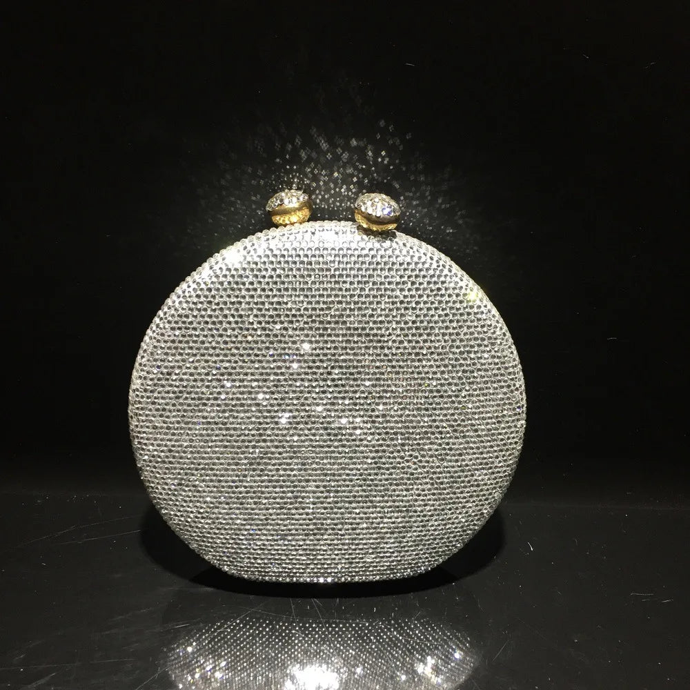 Bolsa Clutch Redonda com Cristais