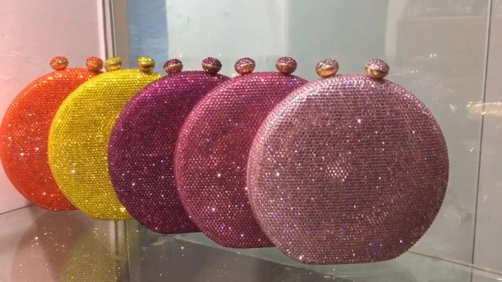 Bolsa Clutch Redonda com Cristais