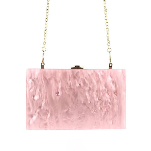 Bolsa Clutch Rosé Acrílico