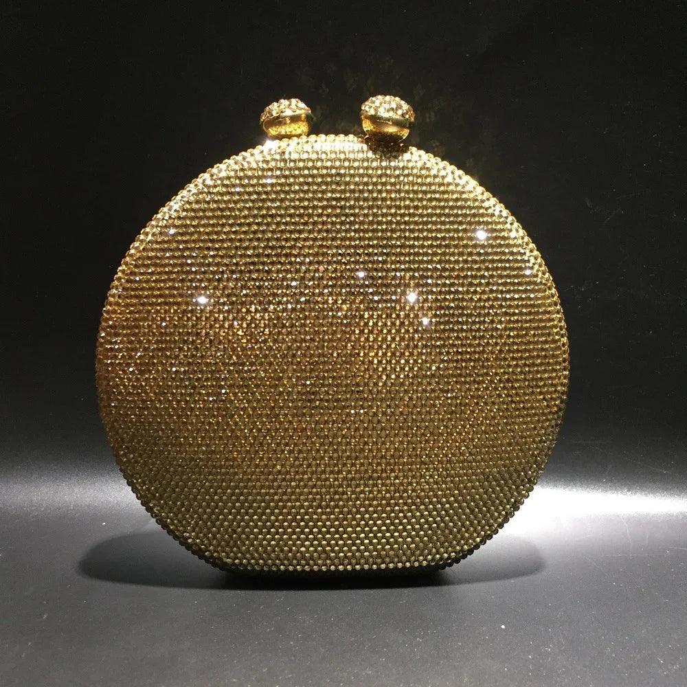 Bolsa Clutch Redonda com Cristais