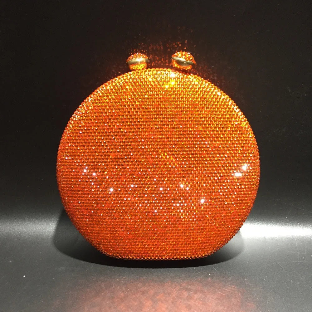 Bolsa Clutch Redonda com Cristais