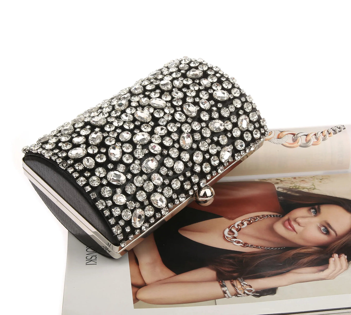 Bolsa Clutch Pedrarias Retangular