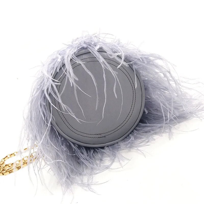 Bolsa Clutch Plumas Alça Argola