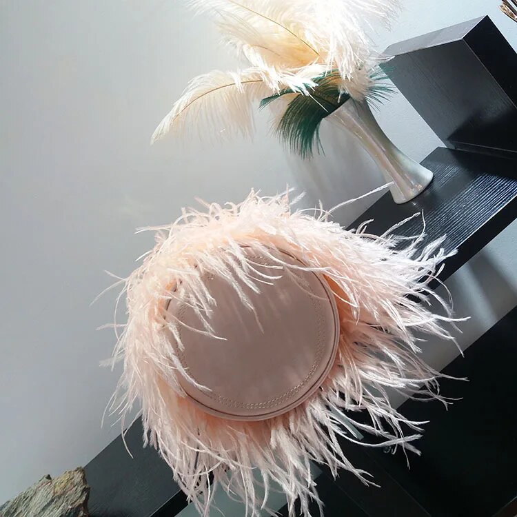Bolsa Clutch Plumas Alça Argola