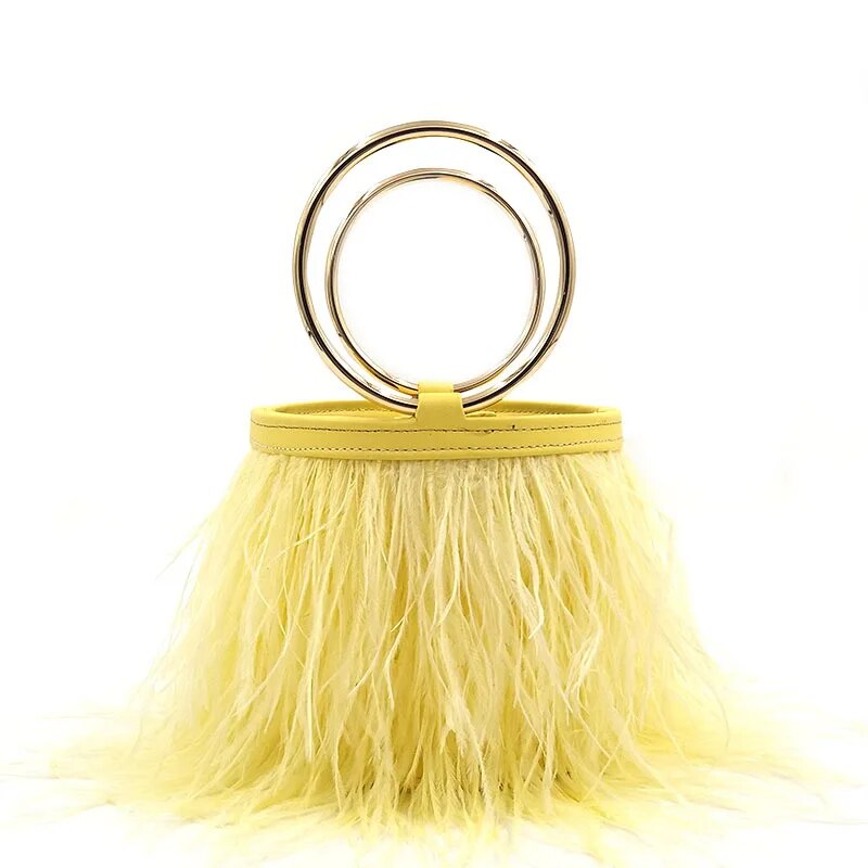 Bolsa Clutch Plumas Alça Argola