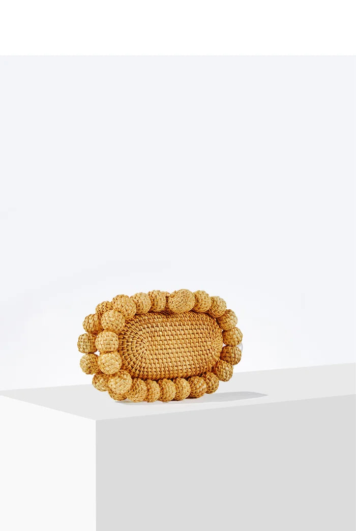 Bolsa Clutch Oval em Palha