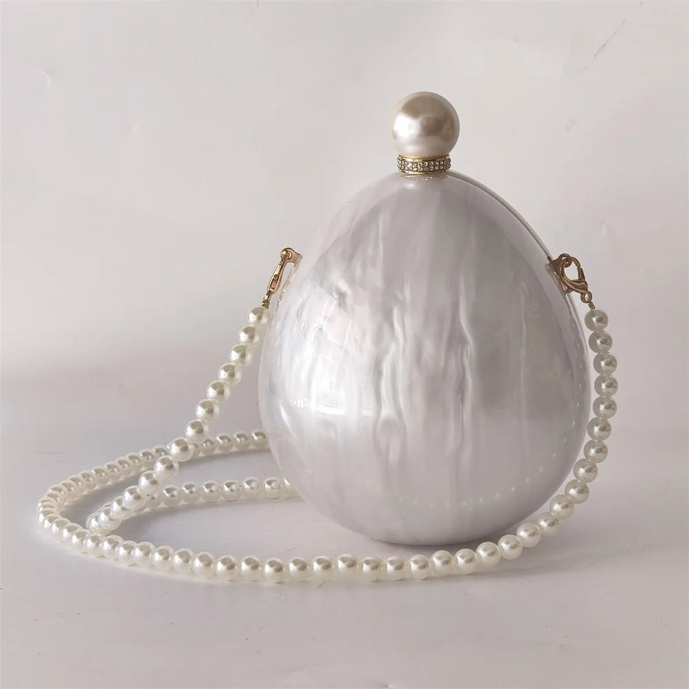 Bolsa Clutch Oval Pérola
