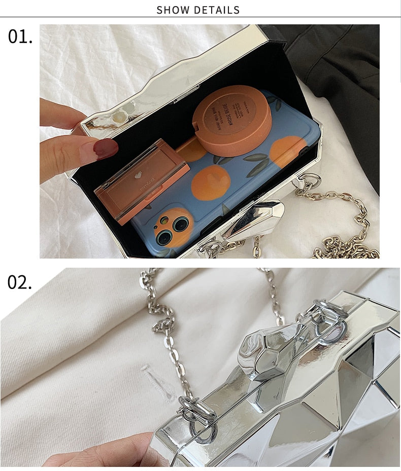 Bolsa Clutch Geométrica Espelhada