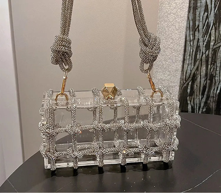 Bolsa Clutch Acrílico Transparente com Strass