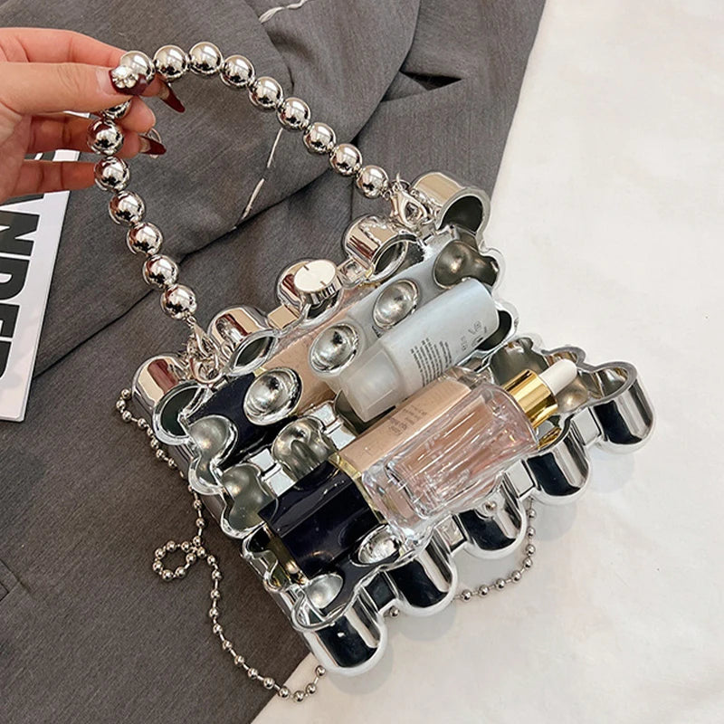 Bolsa Clutch Esferas Espelhada