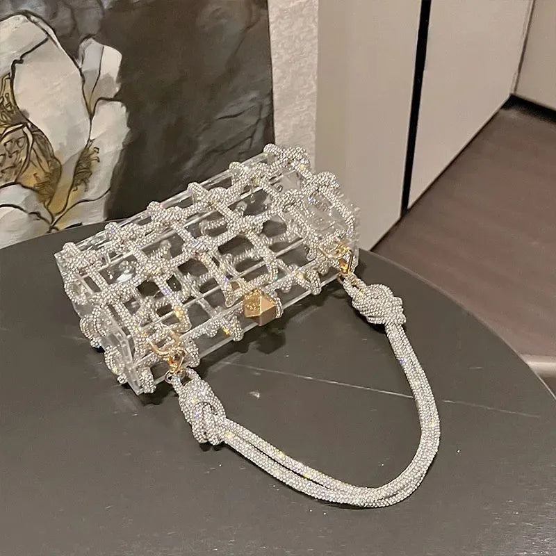 Bolsa Clutch Acrílico Transparente com Strass