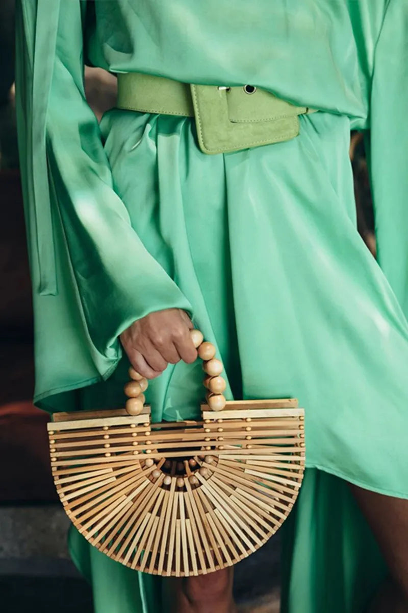 Bolsa Confeccionada em Bambu Vazada Praia