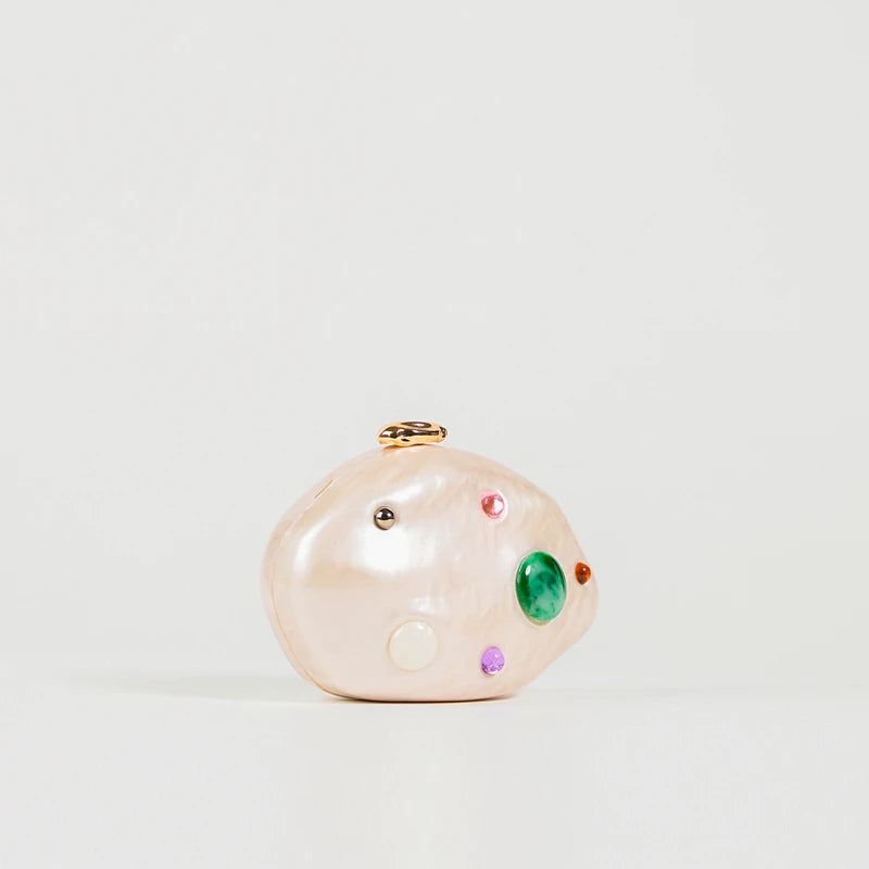 Bolsa Clutch Oval Pedras Coloridas