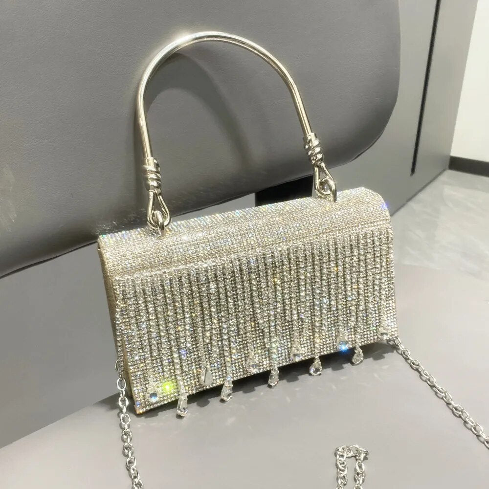Bolsa Clutch Retangular com Strass