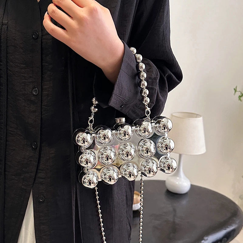 Bolsa Clutch Esferas Espelhada