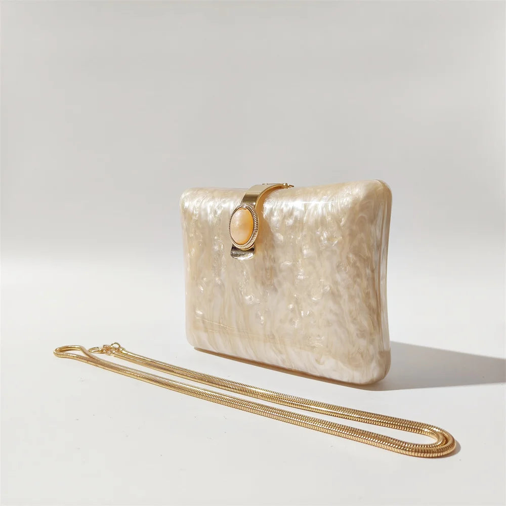 Bolsa Clutch Acrílico Detalhe de Pedra