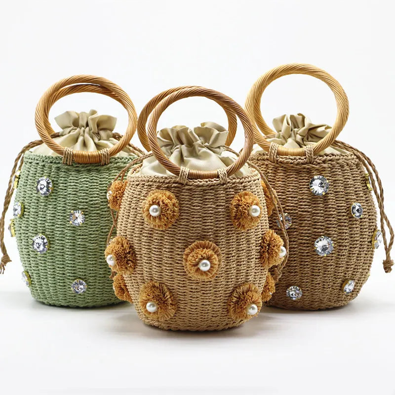 Bolsa de Palha com Alça de Argola Praia