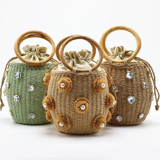 Bolsa de Palha com Alça de Argola Praia