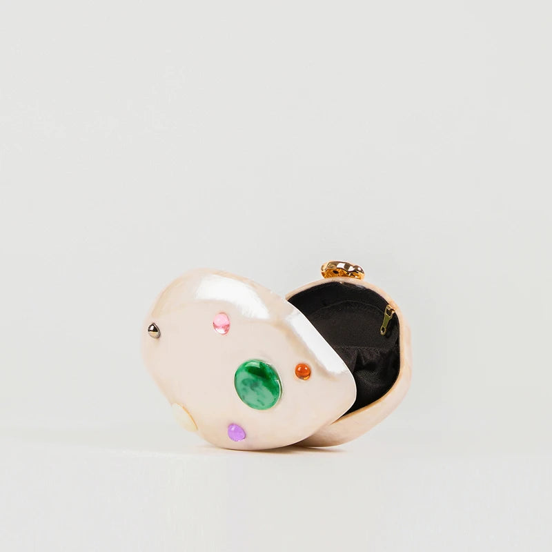 Bolsa Clutch Oval Pedras Coloridas