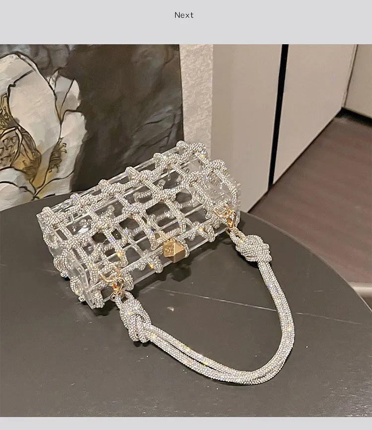 Bolsa Clutch Acrílico Transparente com Strass