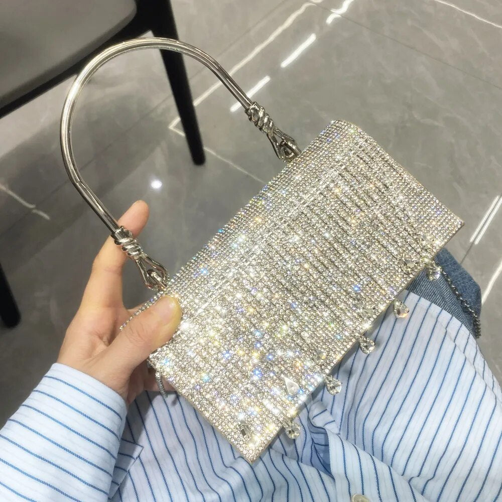 Bolsa Clutch Retangular com Strass