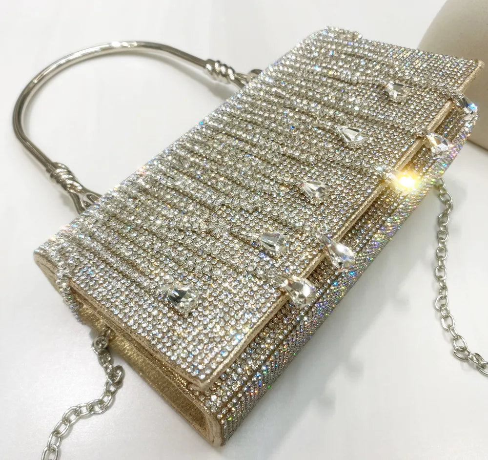 Bolsa Clutch Retangular com Strass