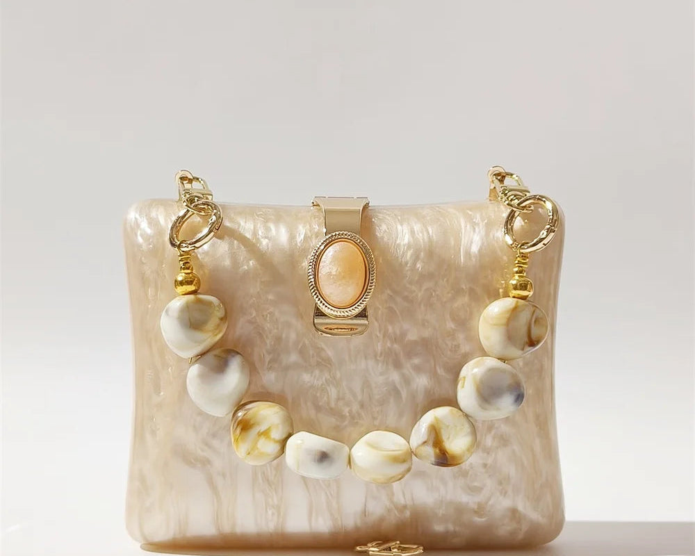 Bolsa Clutch Acrílico Detalhe de Pedra