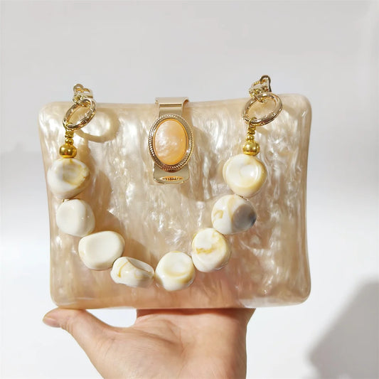 Bolsa Clutch Acrílico Detalhe de Pedra