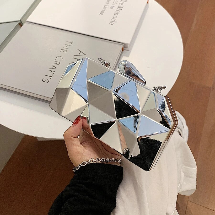 Bolsa Clutch Geométrica Espelhada