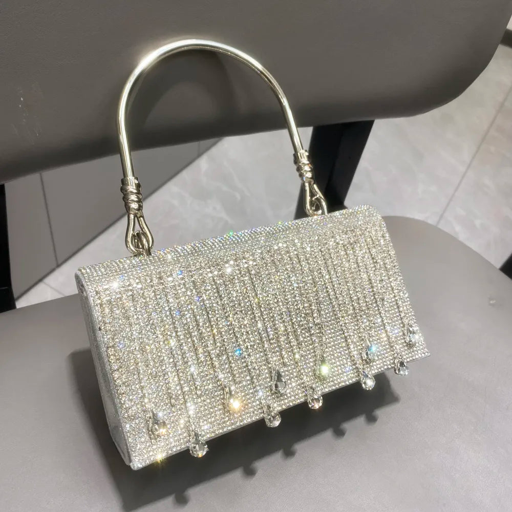 Bolsa Clutch Retangular com Strass