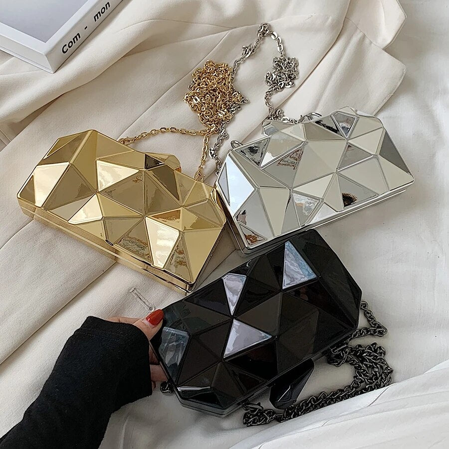 Bolsa Clutch Geométrica Espelhada