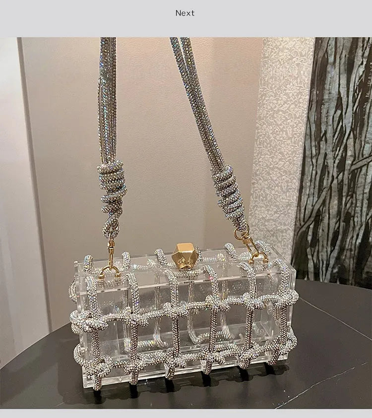 Bolsa Clutch Acrílico Transparente com Strass