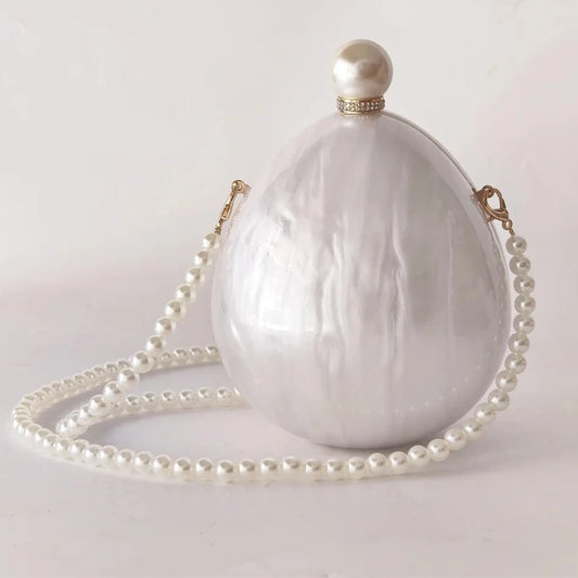 Bolsa Clutch Oval Pérola
