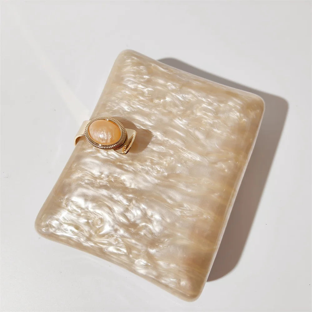 Bolsa Clutch Acrílico Detalhe de Pedra