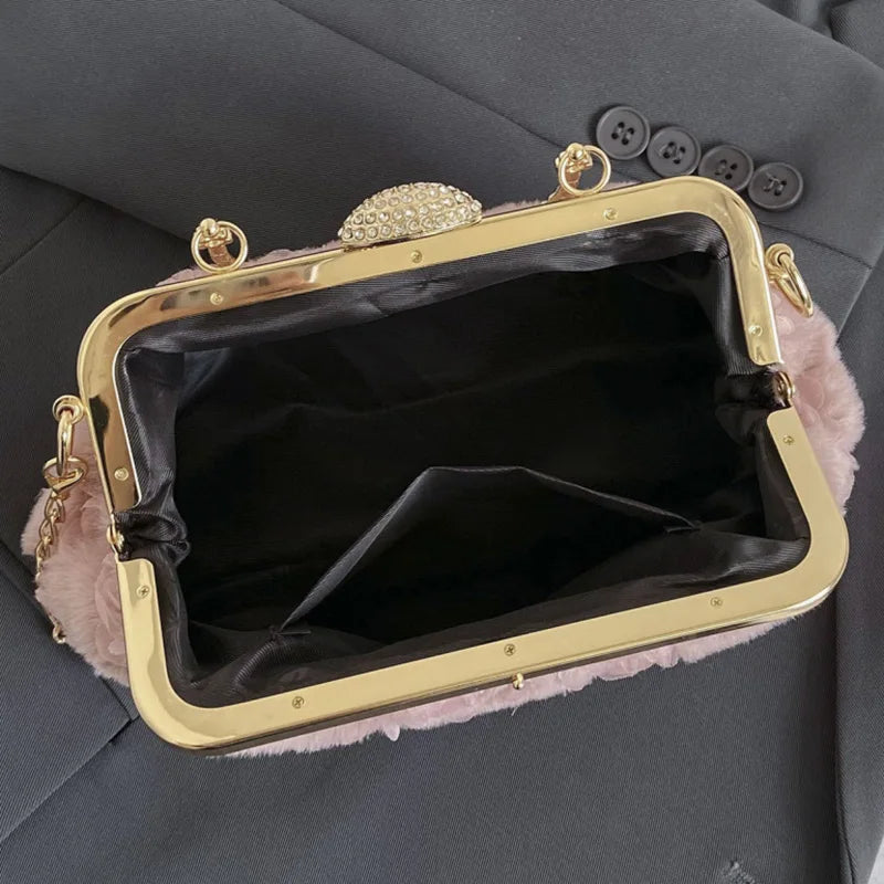 Bolsa Clutch Veludo com Rosas