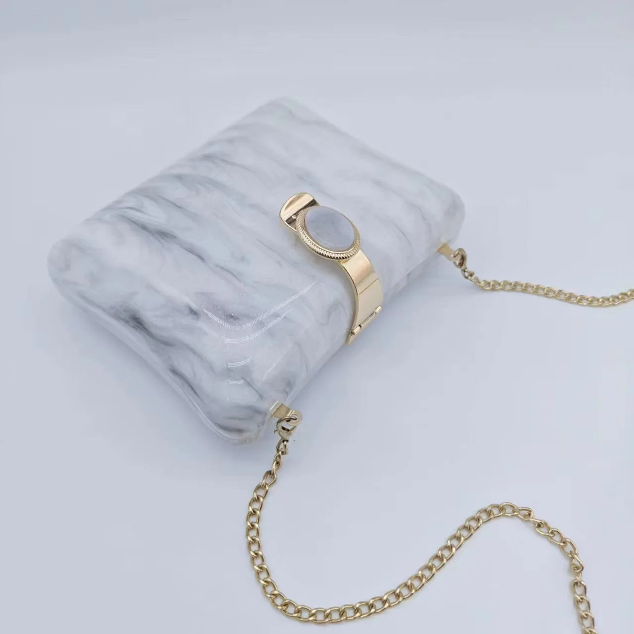 Bolsa Clutch Acrílico Detalhe de Pedra