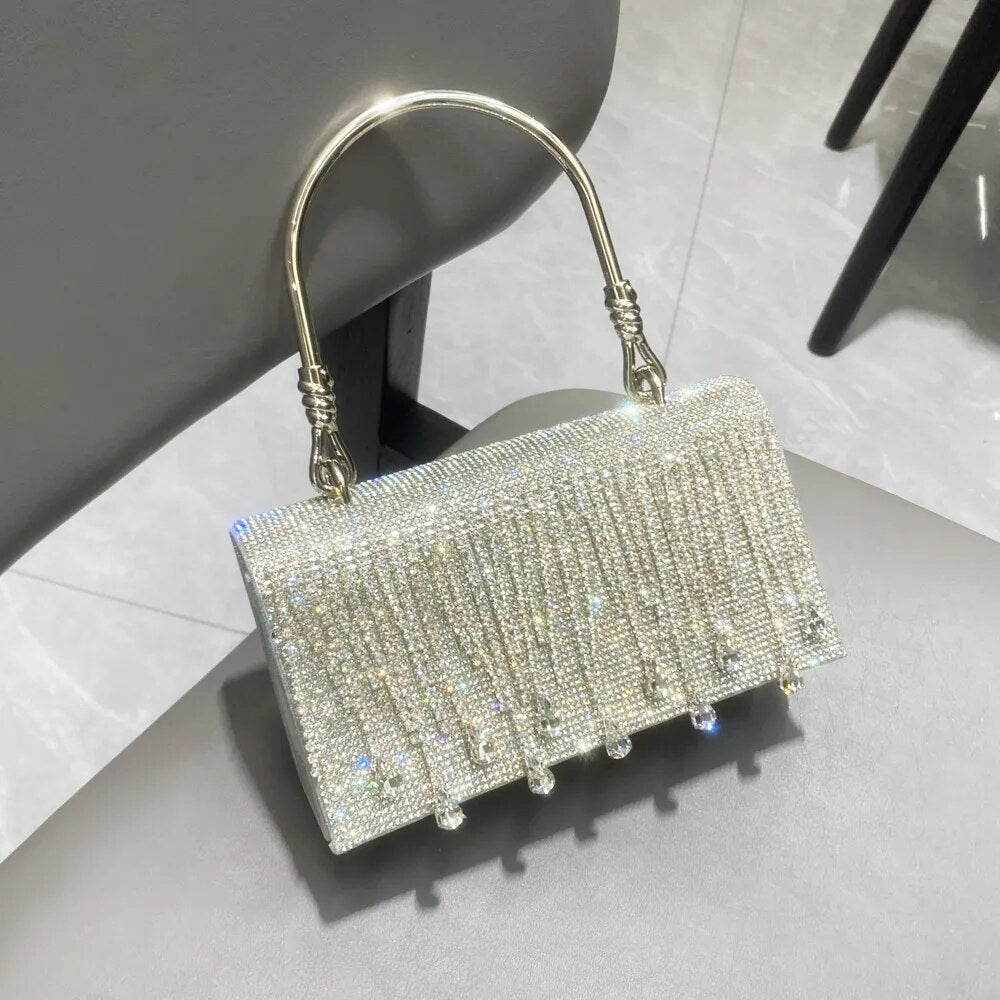 Bolsa Clutch Retangular com Strass