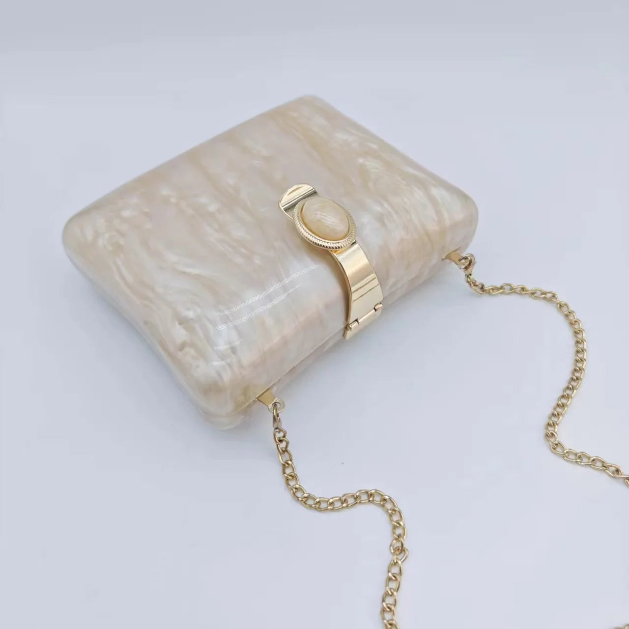Bolsa Clutch Acrílico Detalhe de Pedra