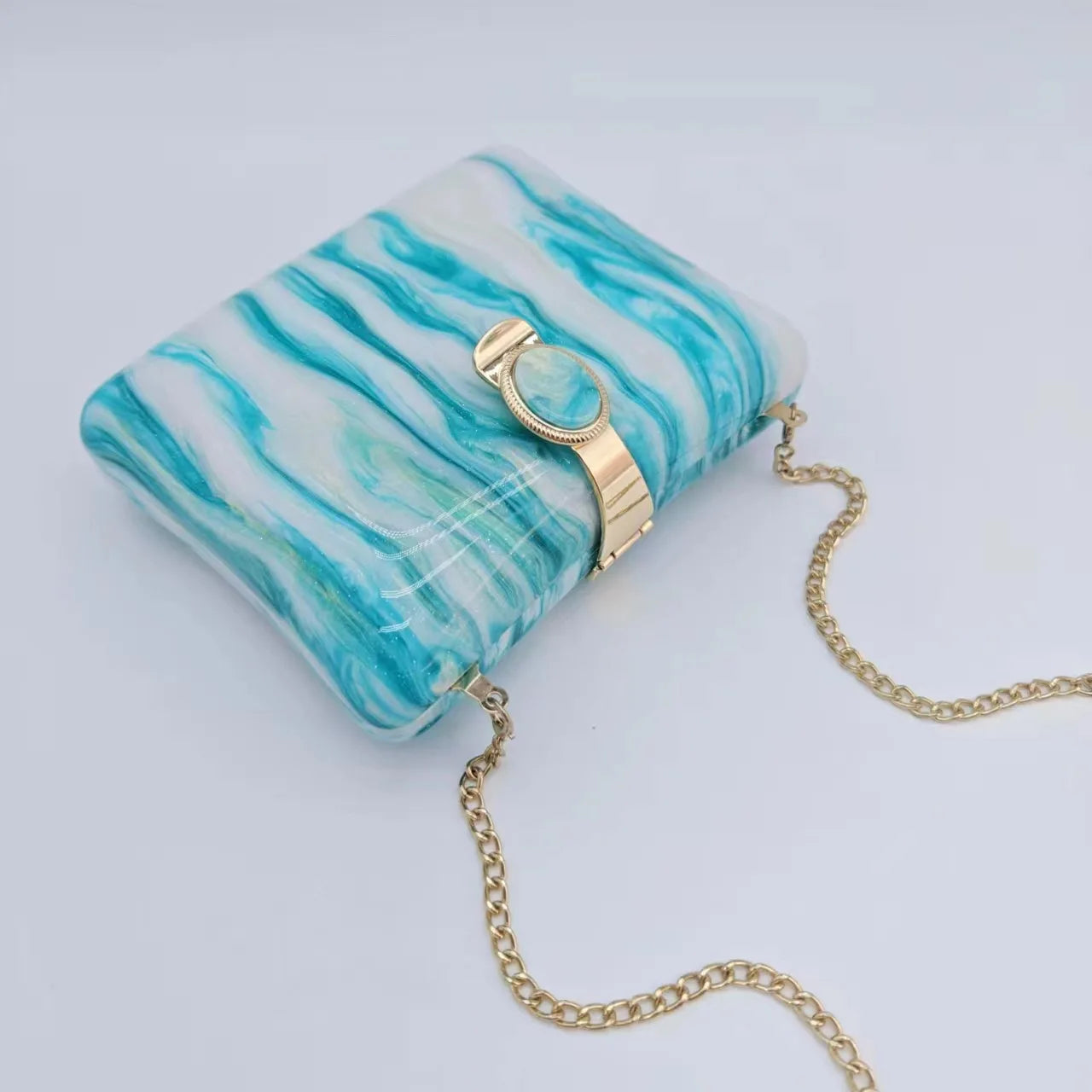 Bolsa Clutch Acrílico Detalhe de Pedra