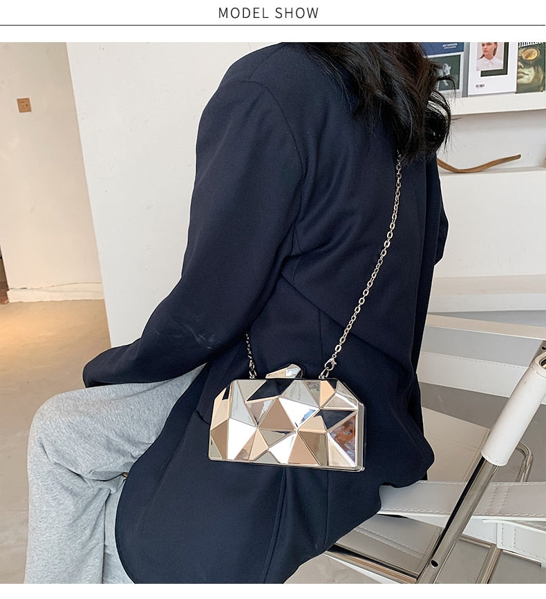 Bolsa Clutch Geométrica Espelhada