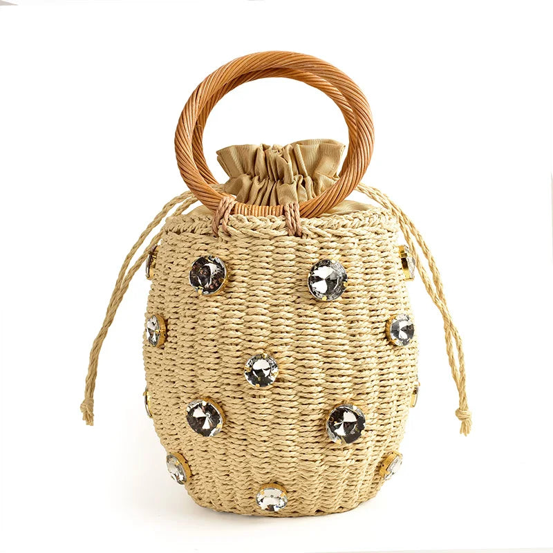 Bolsa de Palha com Alça de Argola Praia