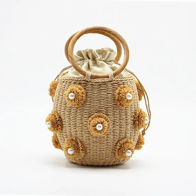 Bolsa de Palha com Alça de Argola Praia