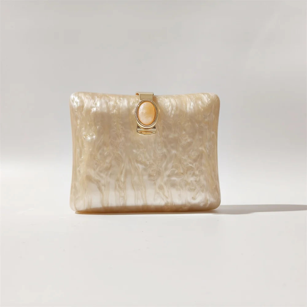 Bolsa Clutch Acrílico Detalhe de Pedra