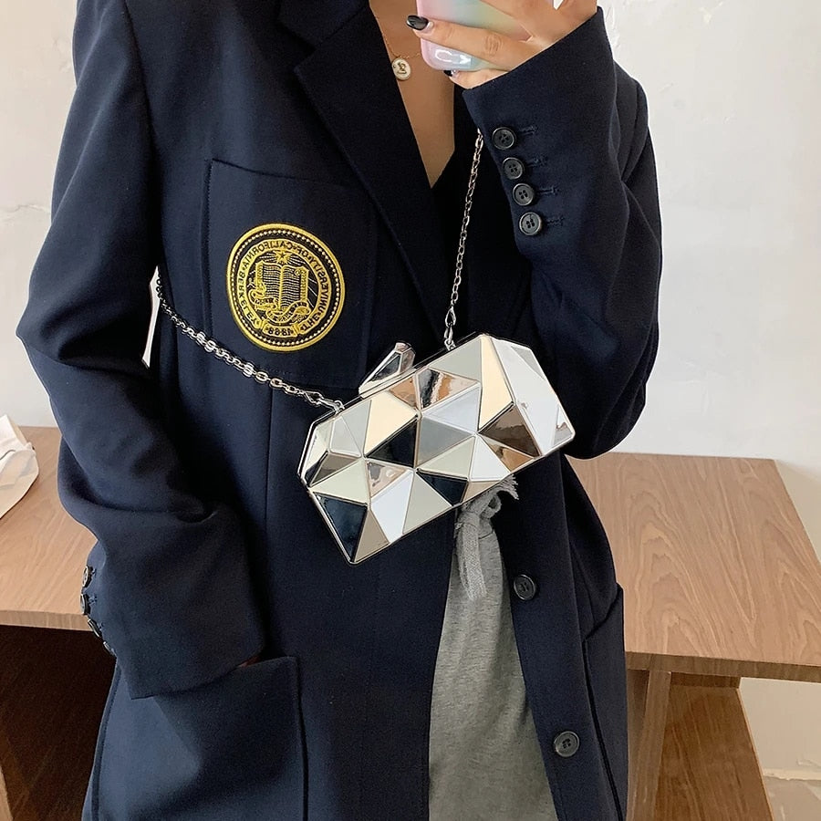 Bolsa Clutch Geométrica Espelhada