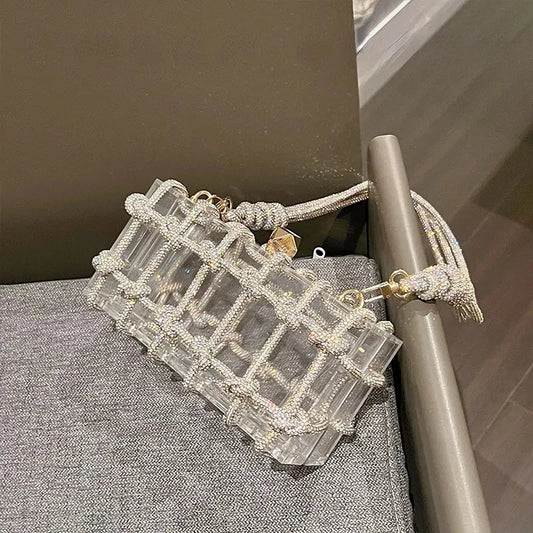 Bolsa Clutch Acrílico Transparente com Strass