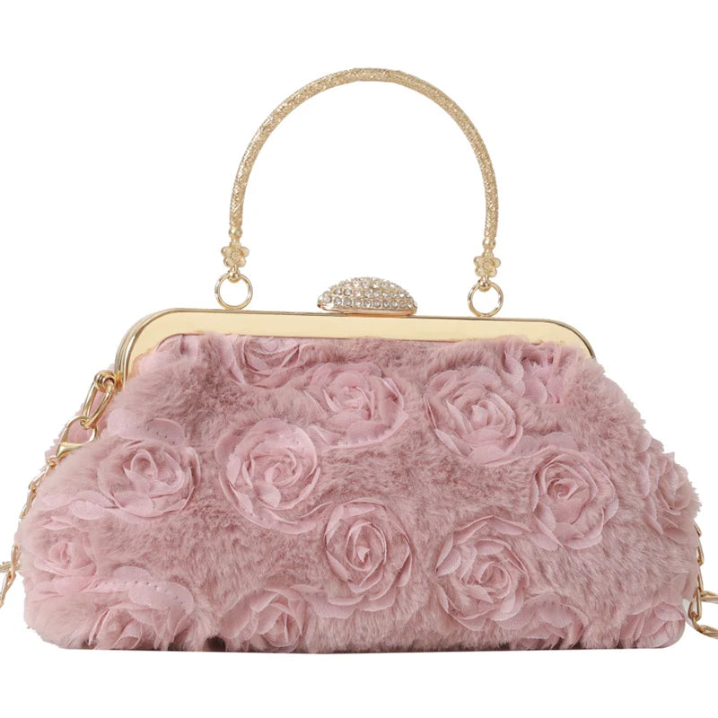 Bolsa Clutch Veludo com Rosas