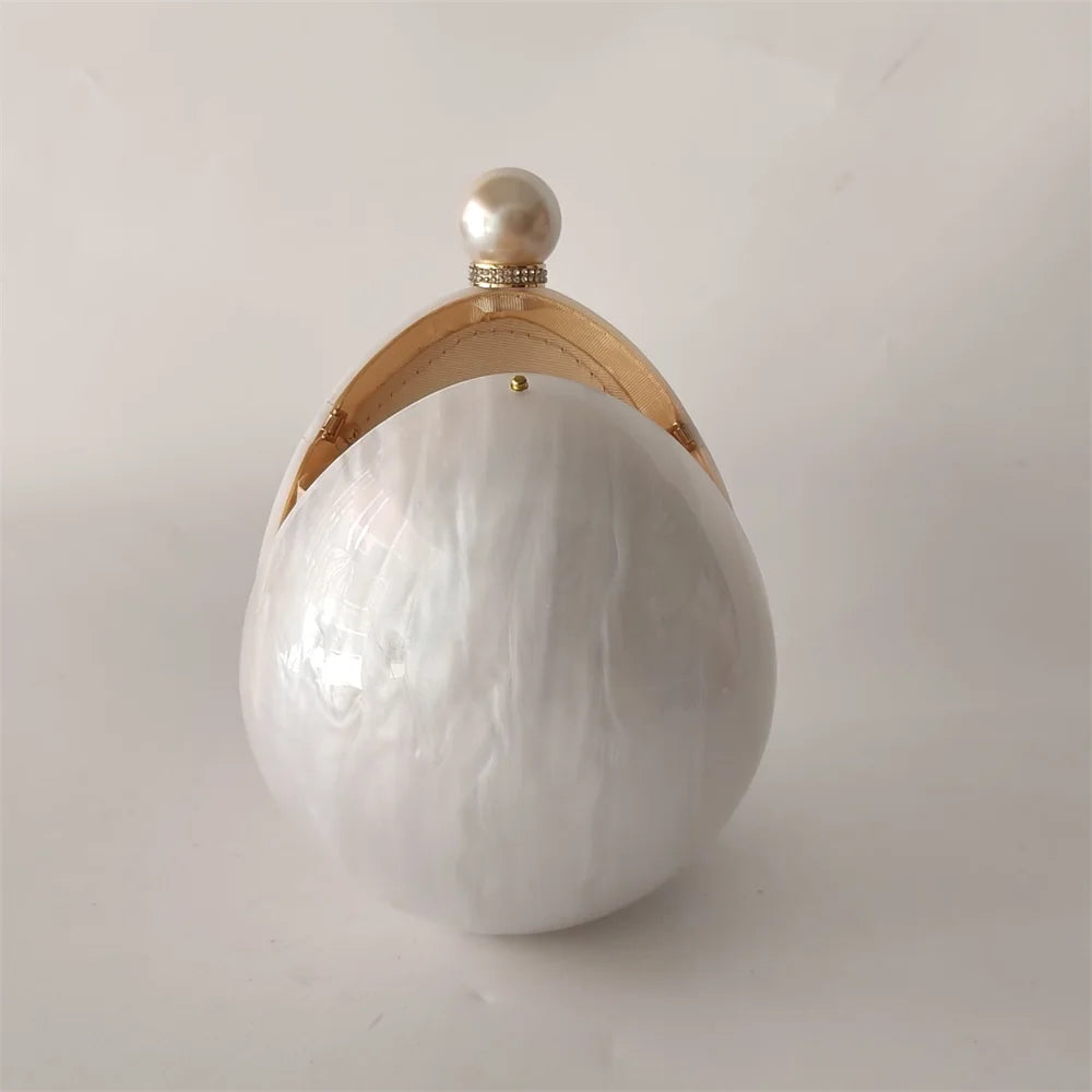 Bolsa Clutch Oval Pérola