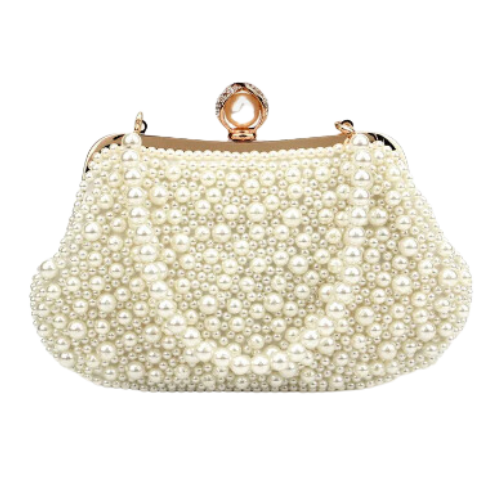 Bolsa Clutch com Aplicações em Pérolas